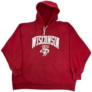 Vintage 80s Wisconsin Badgers Hoodie Mens Large University of Madison Sweatshirt